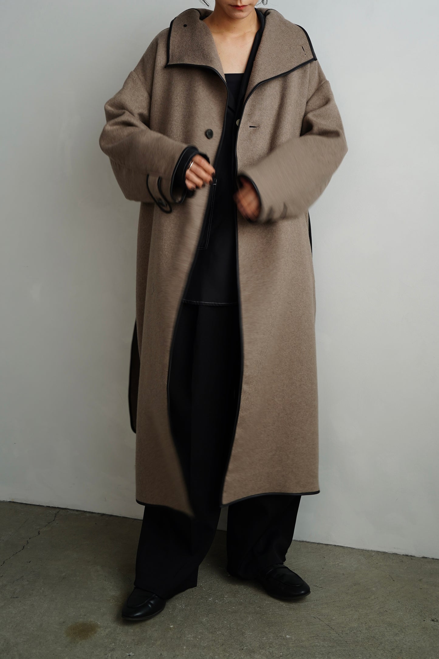 Piping Wool Coat / BROWN -11月上旬発送-