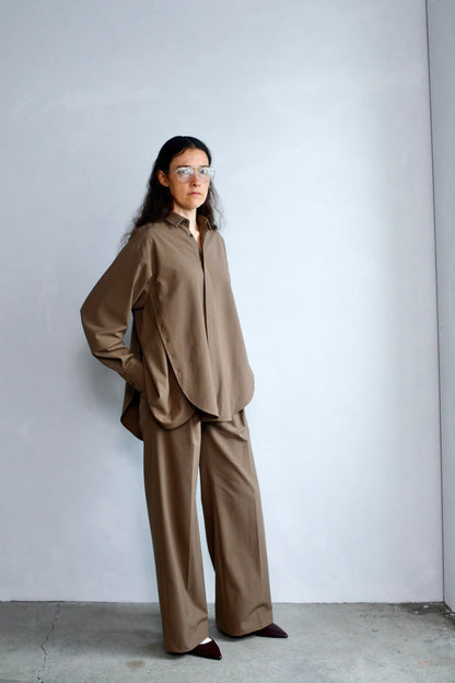 Side Button Shirts / BROWN