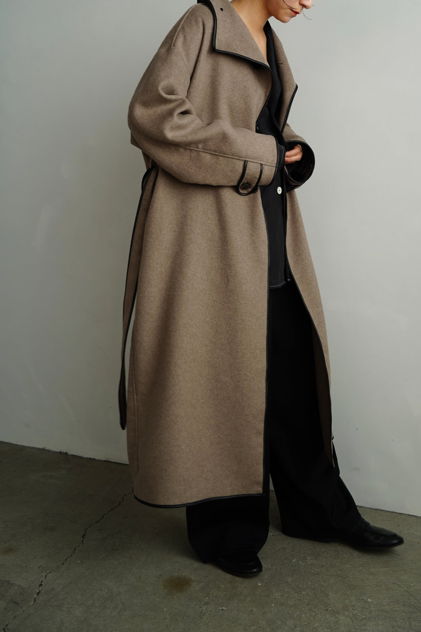 Piping Wool Coat / BROWN -11月上旬発送-