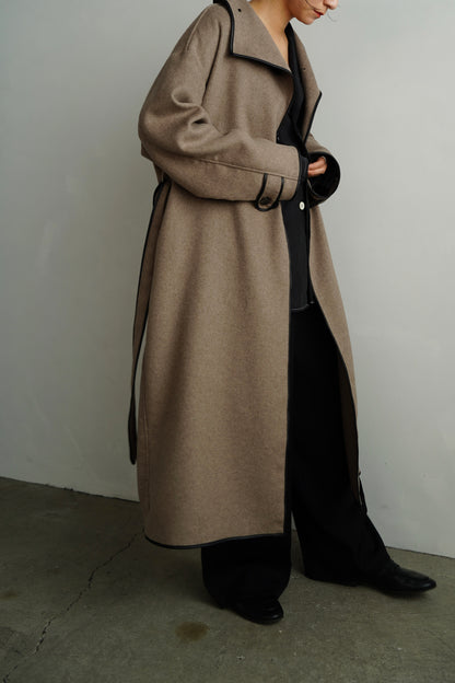 Piping Wool Coat / BROWN -11月上旬発送-