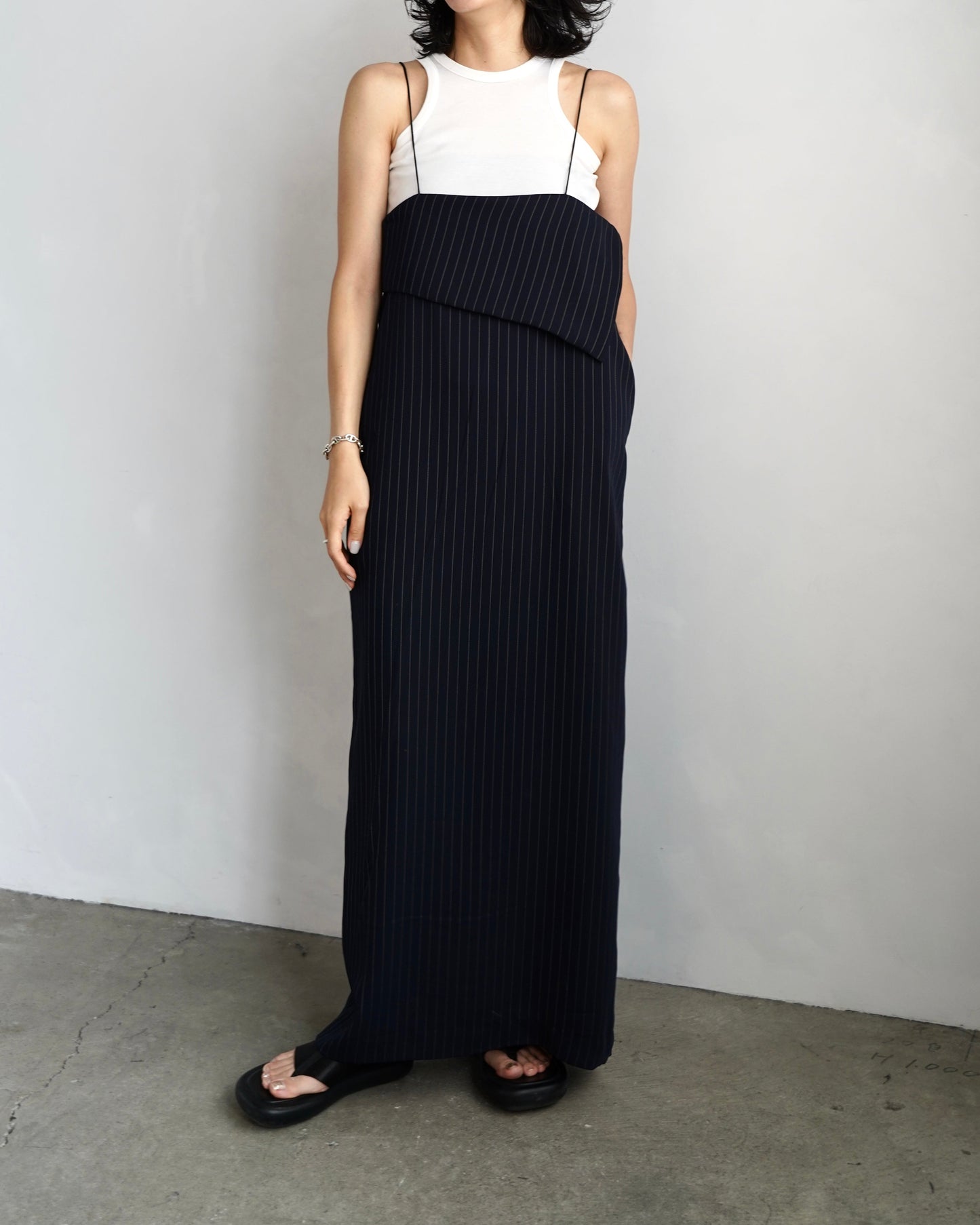 Layered Cami Dress / PINSTRIPE -6月25-30日発送-