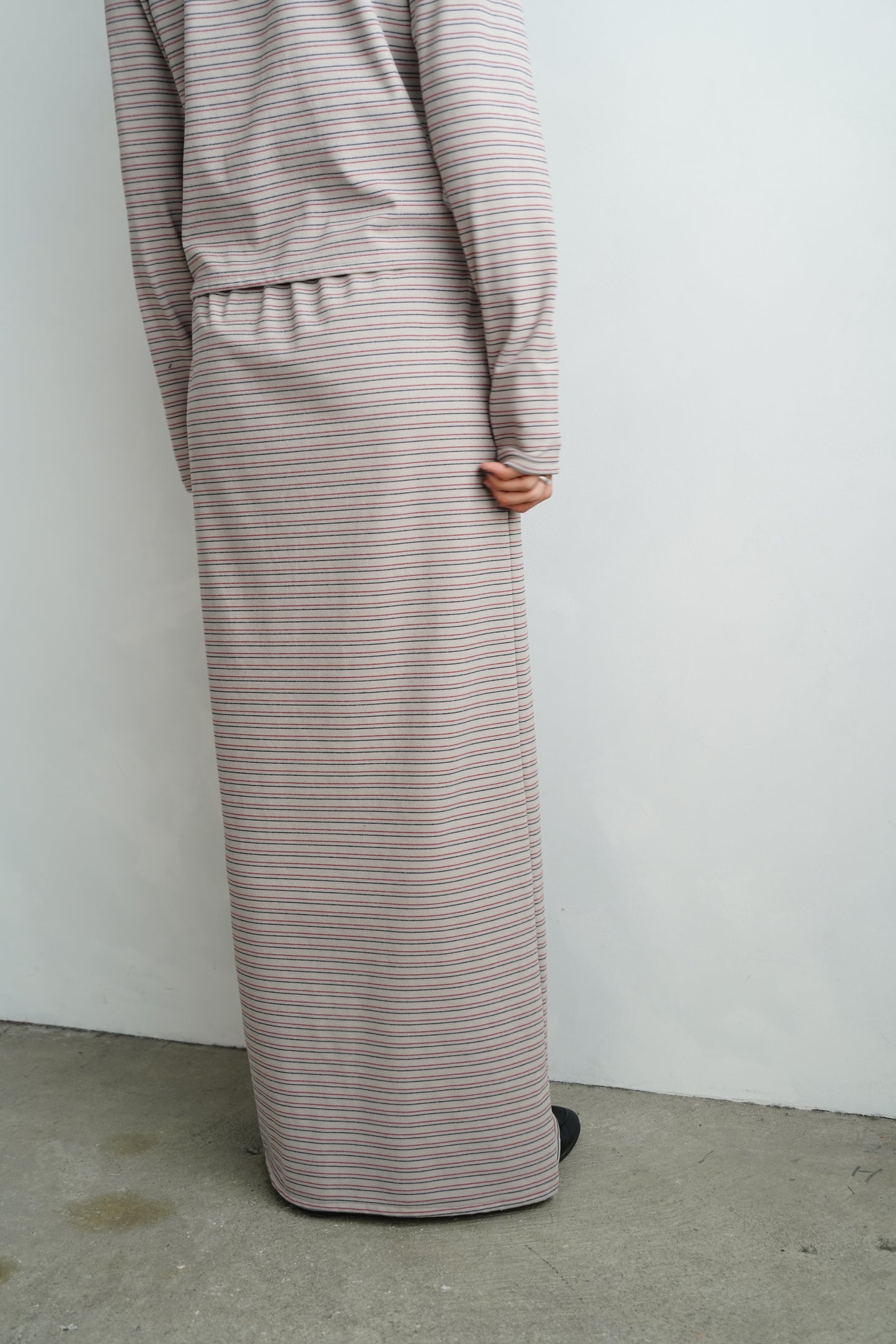Plush Multi Border Skirt / GRAY -10月5-10日発送-