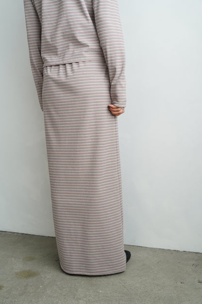 Plush Multi Border Skirt / GRAY -10月5-10日発送-