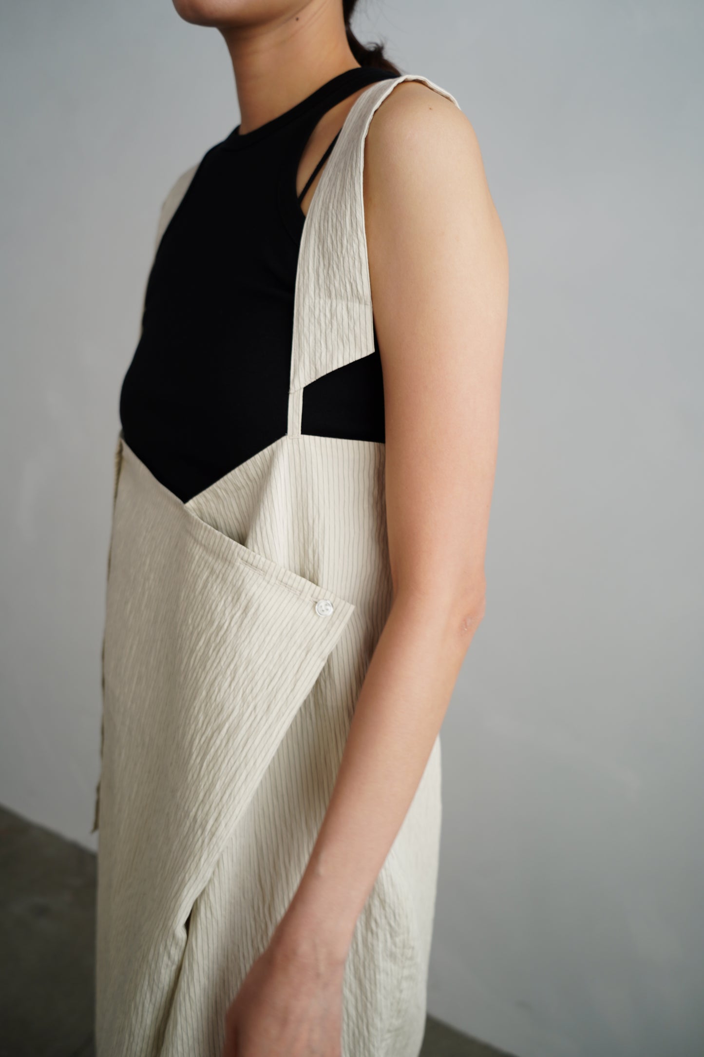 Wrap Stripe Dress / BEIGE -4月30日発送-