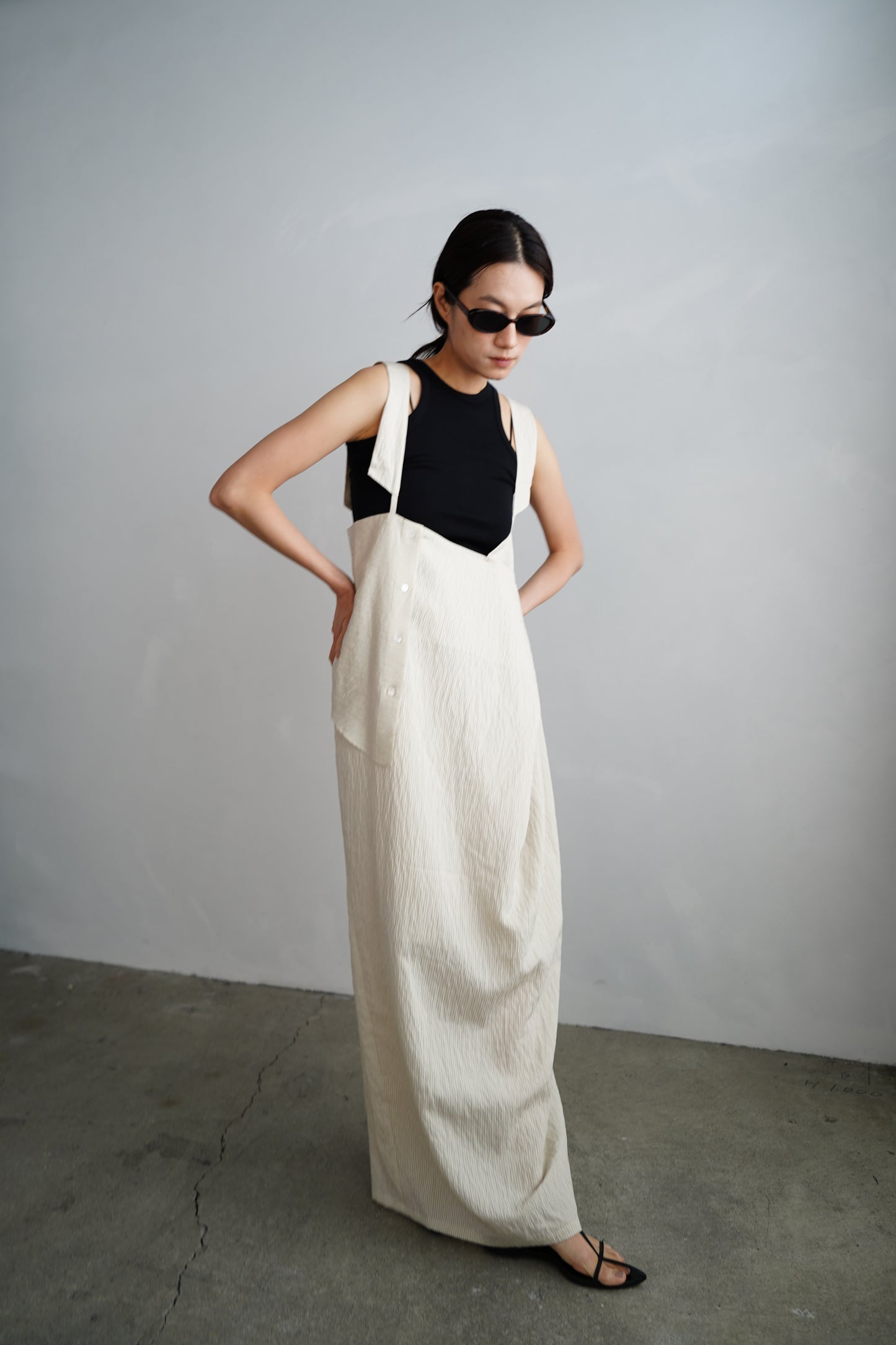 Wrap Stripe Dress / BEIGE -4月30日発送-