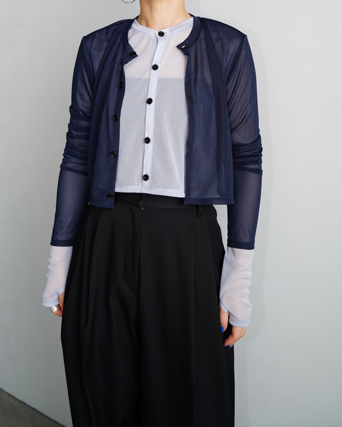 Sheer Cardigan Set / NAVY×LIGHTBLUE -10月1-5日発送-