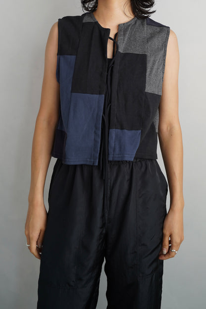 Patchwork Vest / NAVYBLACK -8月5-10日発送-
