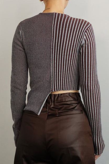 【Restock】Two-Tone Knit Cardigan / BLUEBROWN -11月25-30日発送-