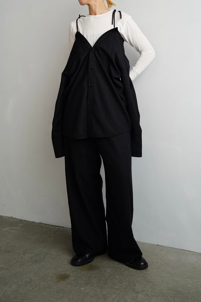 Nocollar Strap Shirts / BLACK -9月20−25日発送-