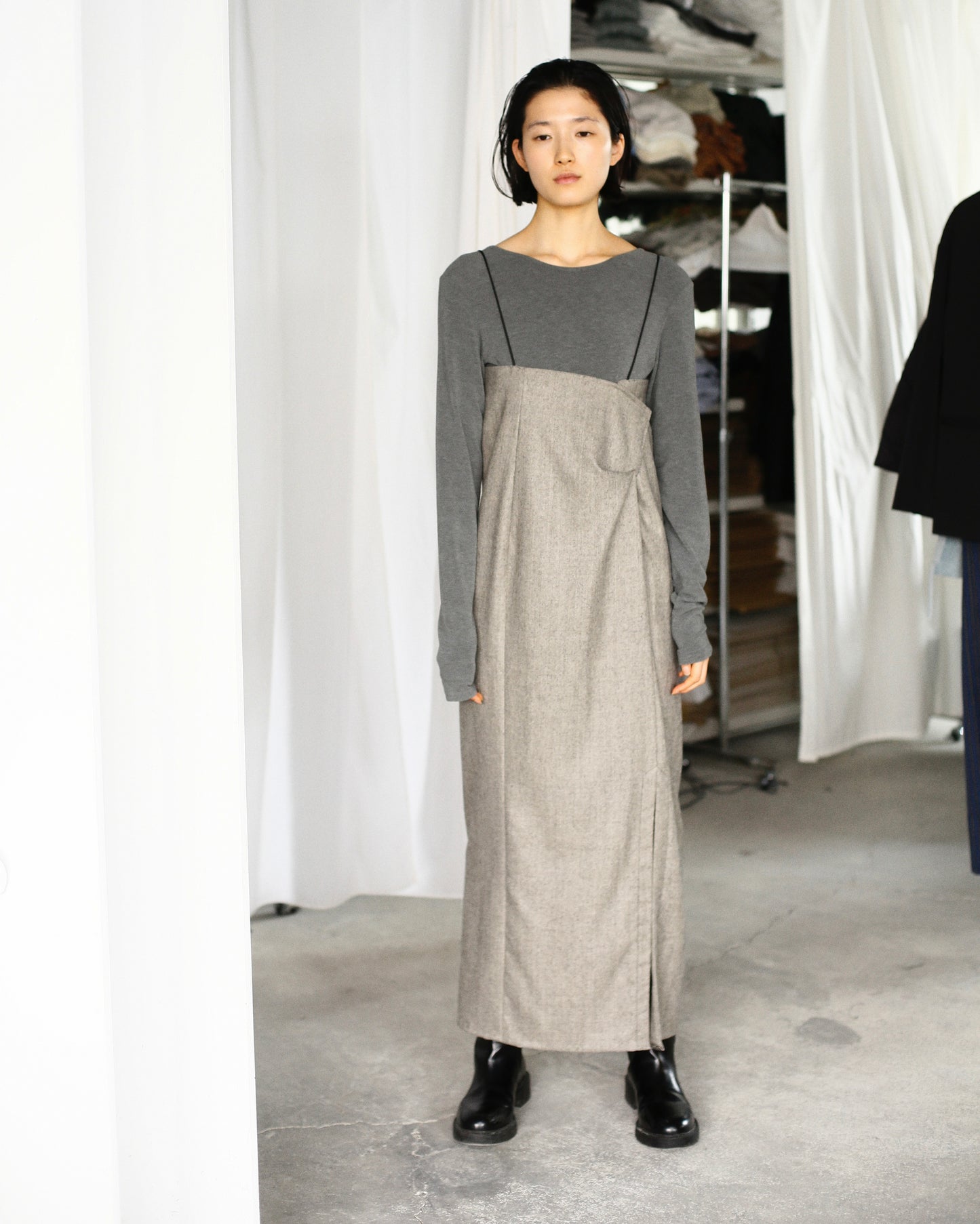 Herringbone Jump Skirt / BEIGE -1月8-10日発送-