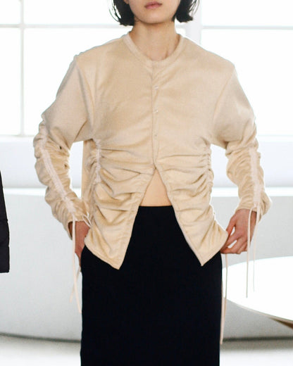 Drawcord Cardigan / CREAMBEIGE