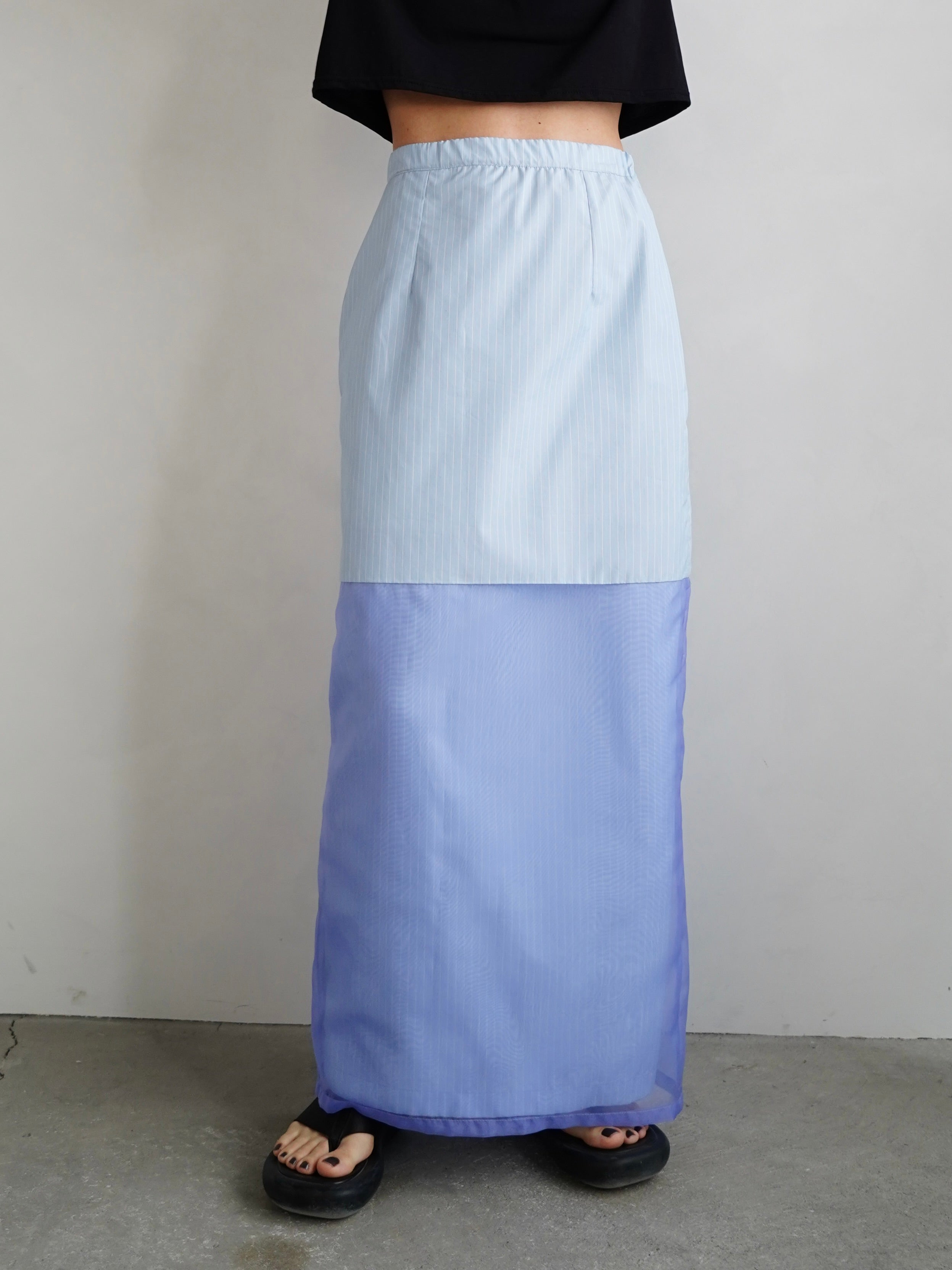 Stripe Sheer Tight Skirt / BLUE -5日以内発送- – u0026her