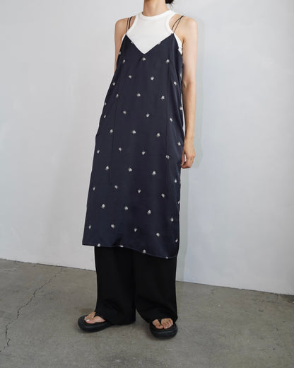 Stitch Flower Cami Dress / NAVY -8月3-7日発送-