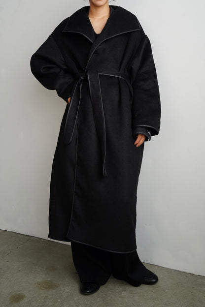 Piping Wool Coat / BLACK -11月上旬発送-