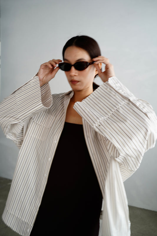 Over Stripe Shirt / WHITE