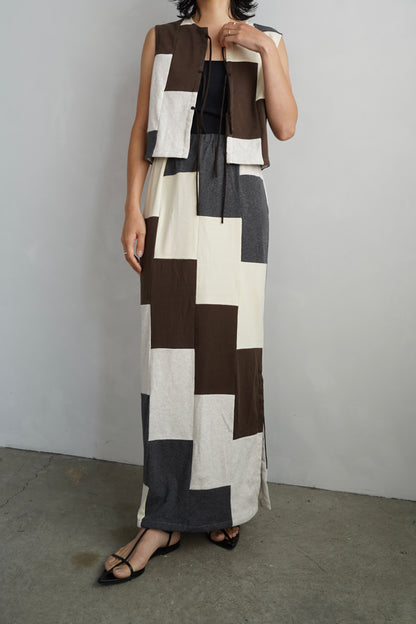 Patchwork Skirt / IVORYBROWN -8月5-10日発送-