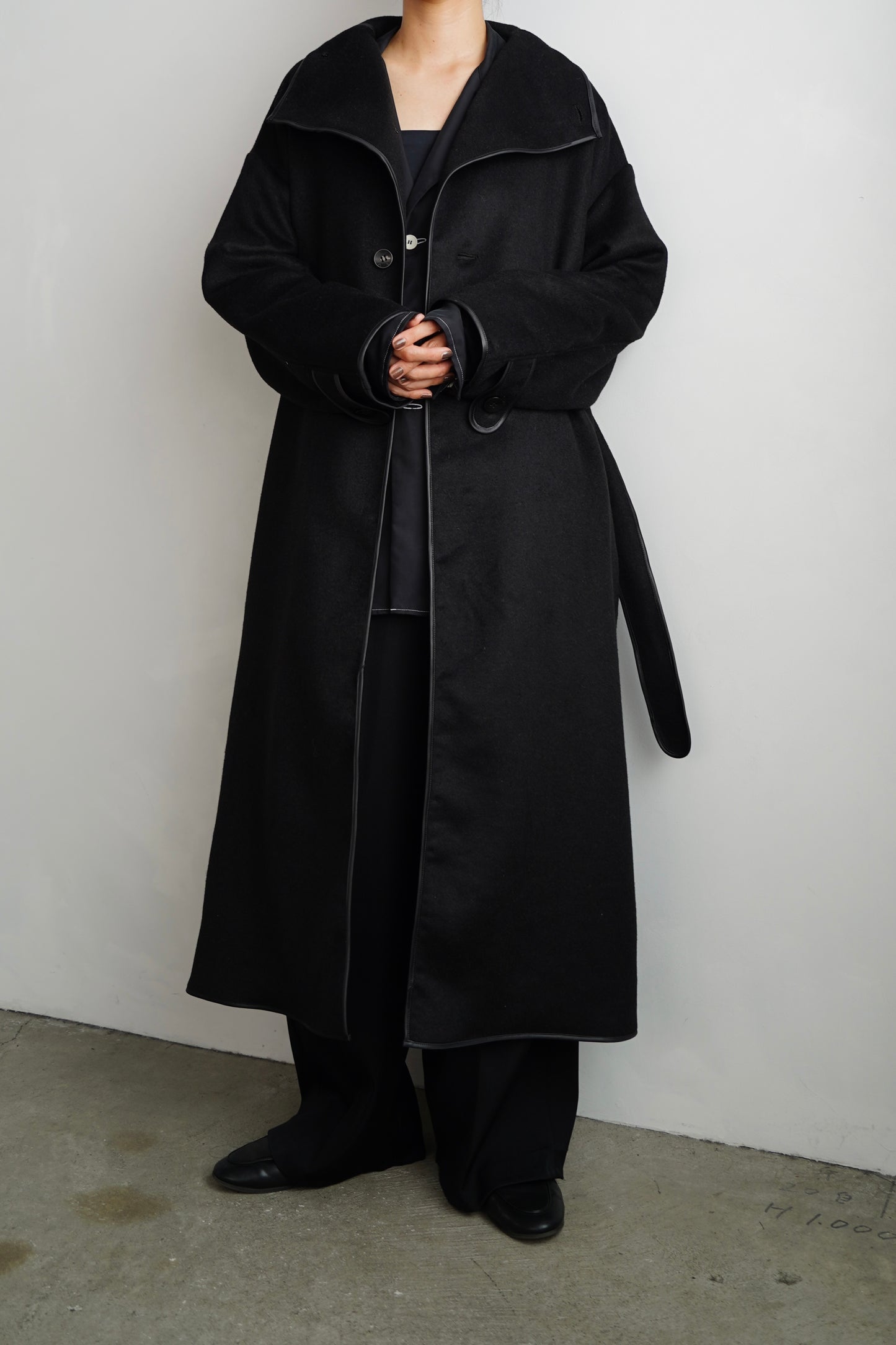 Piping Wool Coat / BLACK -11月上旬発送-