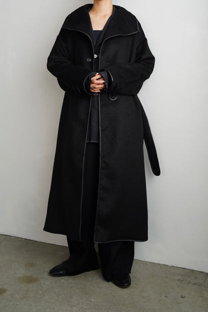 Piping Wool Coat / BLACK -11月上旬発送-