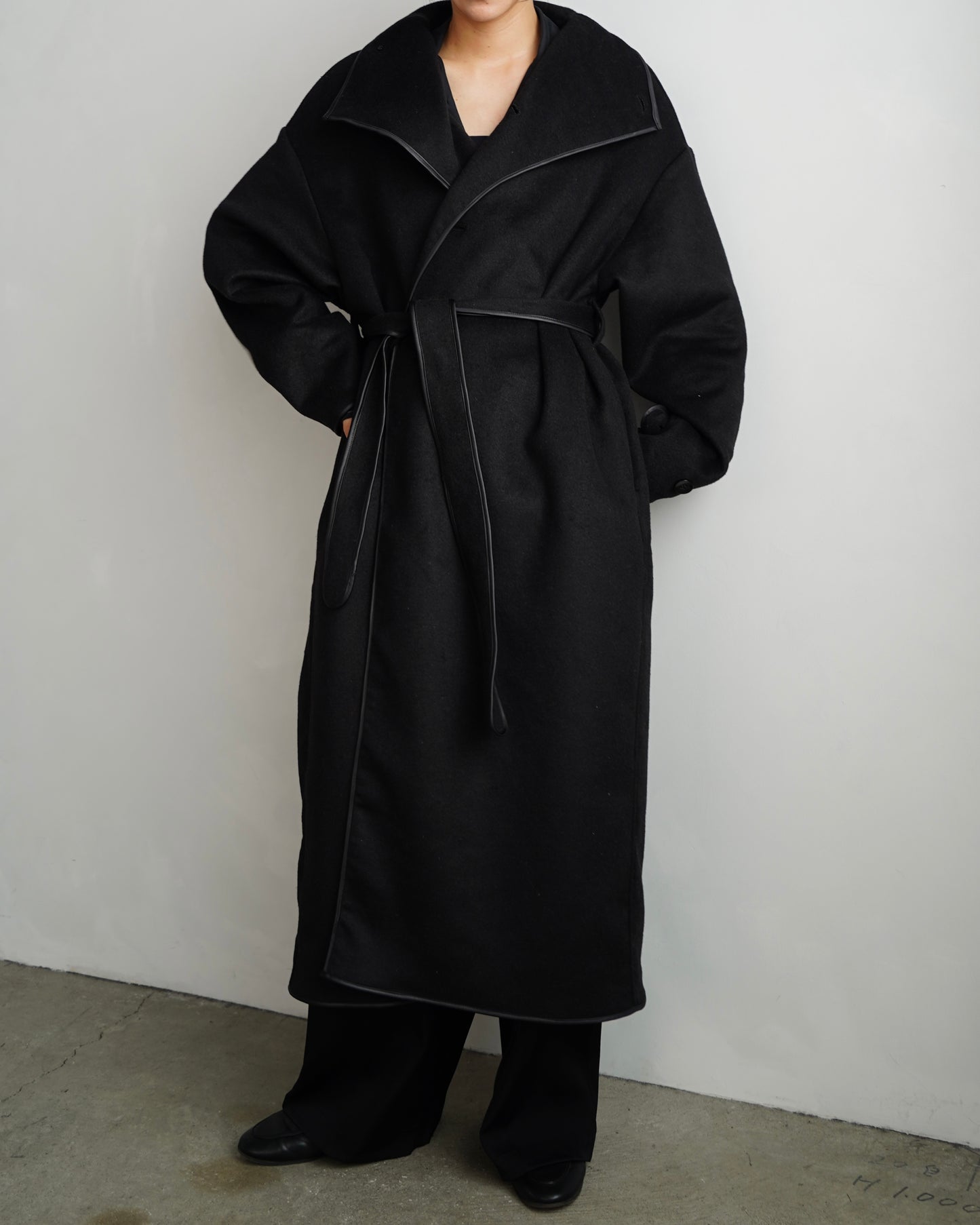 Piping Wool Coat / BLACK -11月上旬発送-