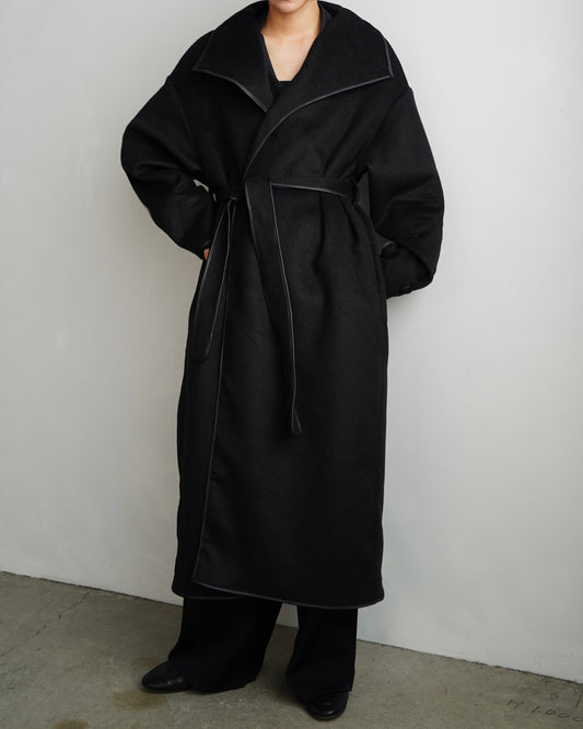 Piping Wool Coat / BLACK -11月上旬発送-