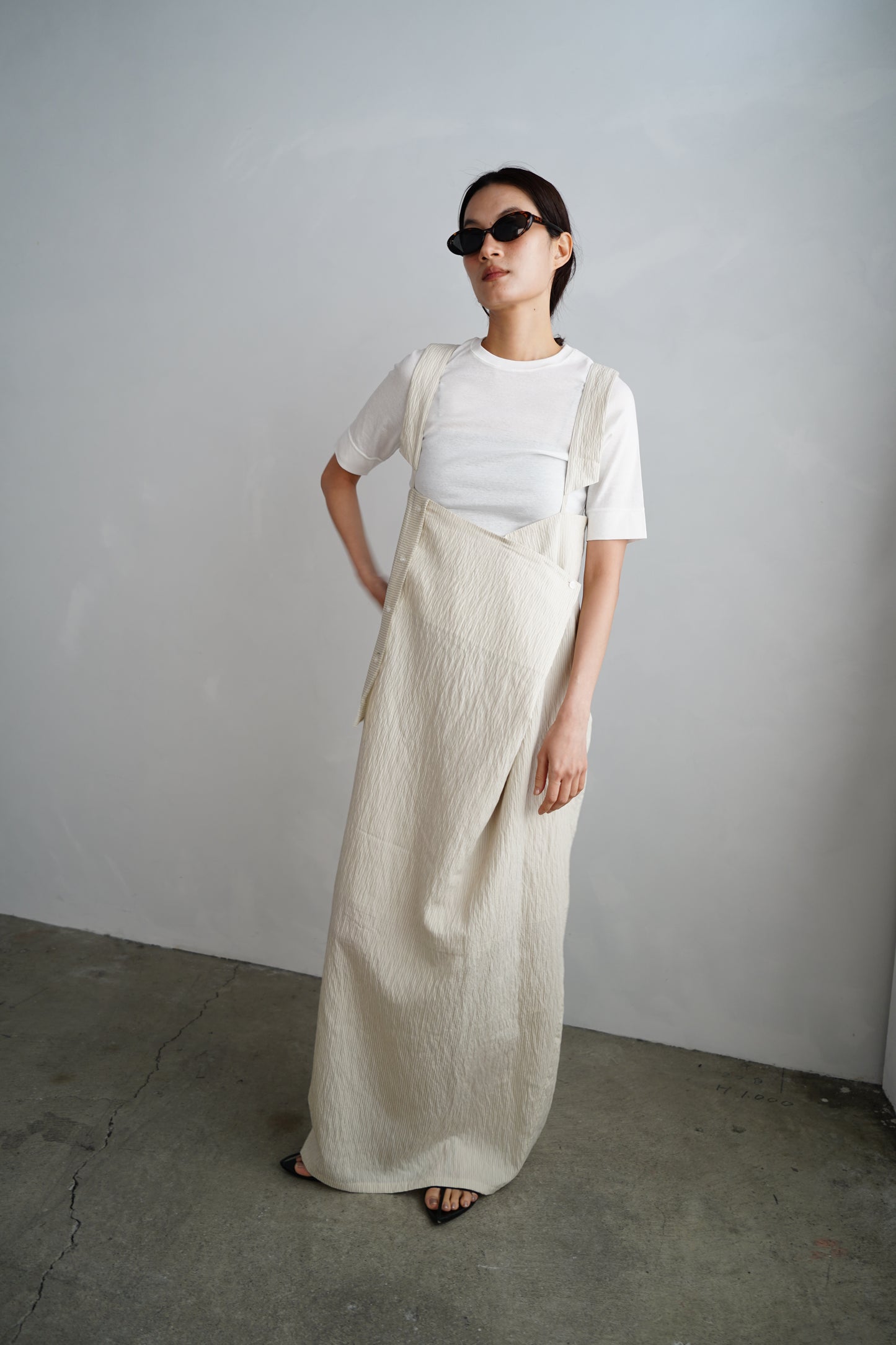 Wrap Stripe Dress / BEIGE -4月30日発送-