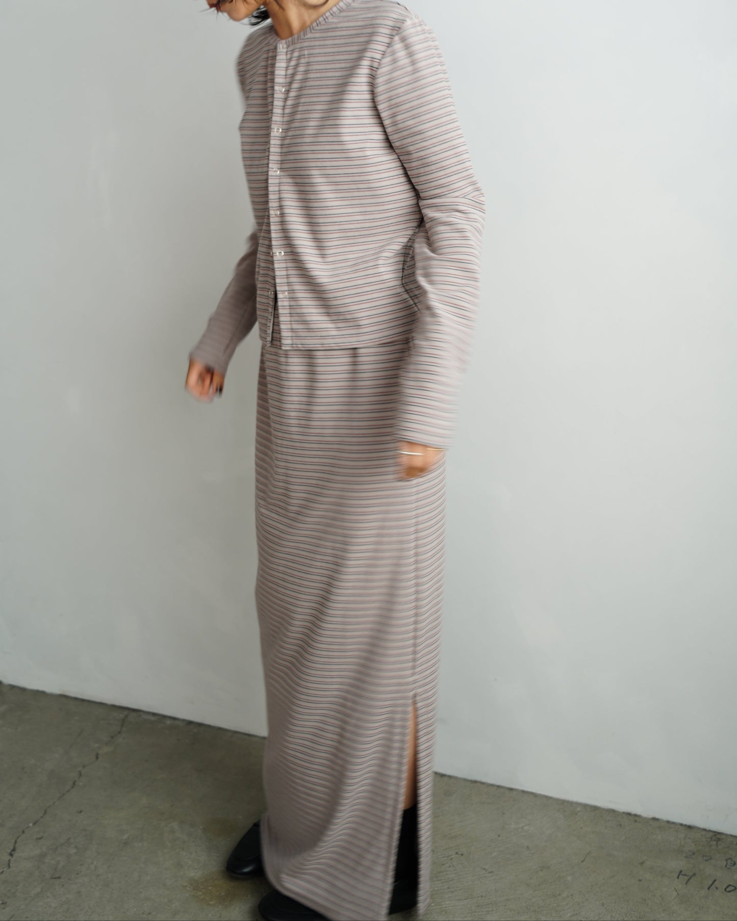 Plush Multi Border Skirt / GRAY -10月5-10日発送-