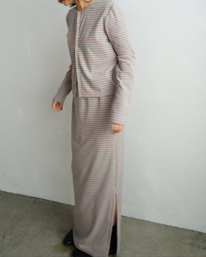 Plush Multi Border Skirt / GRAY -10月5-10日発送-