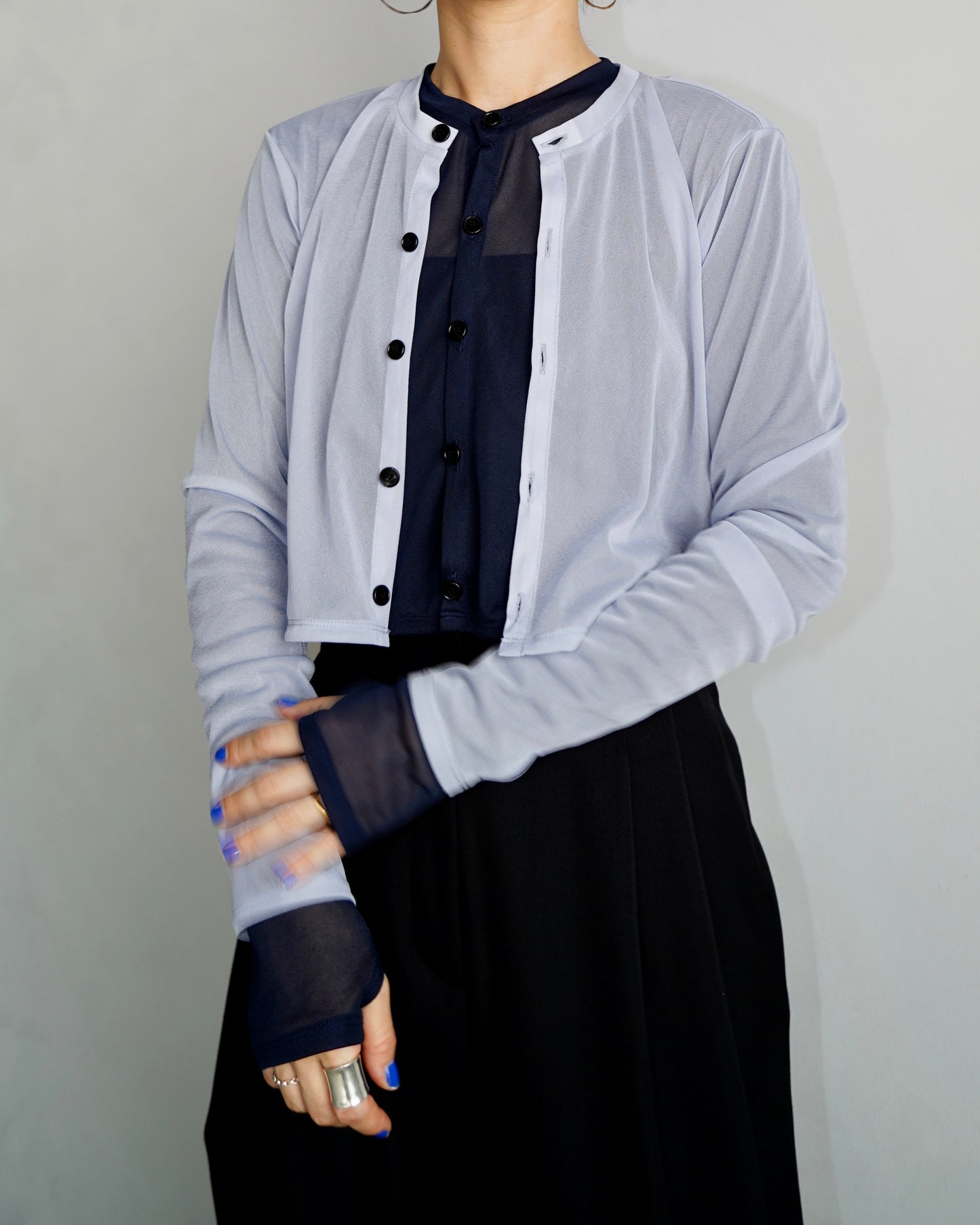 Sheer Cardigan Set / NAVY×LIGHTBLUE -10月1-5日発送-