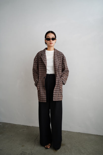 Sheer Plaid Multi Jacket / BROWN