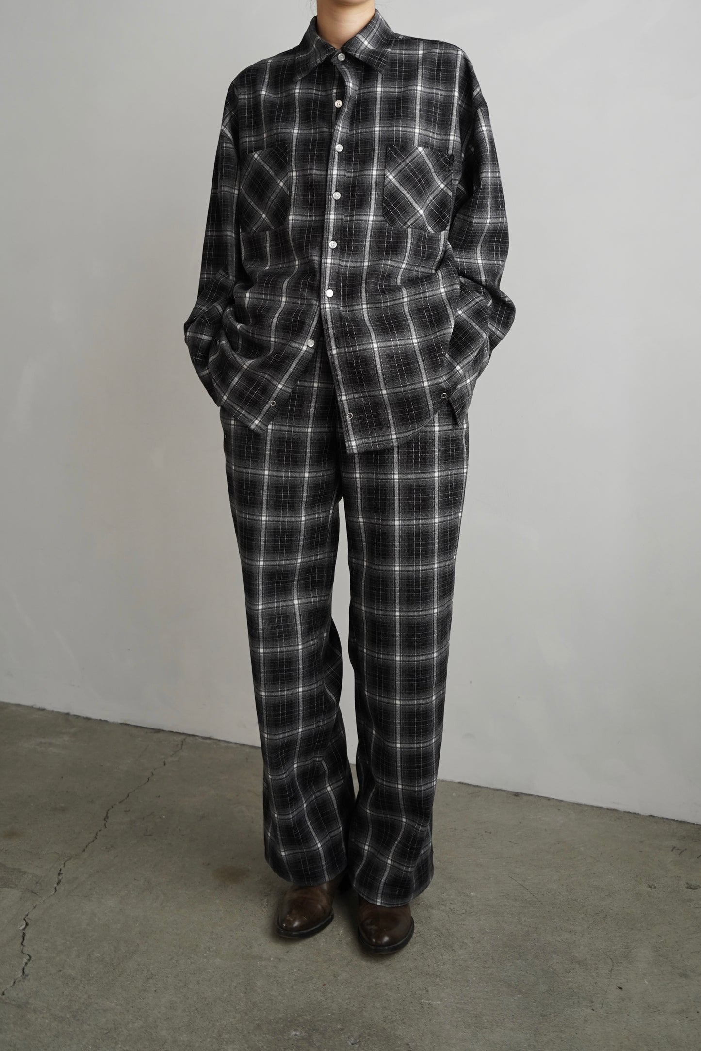 Overlay Check Pants / GRAY -10月13-16日発送-