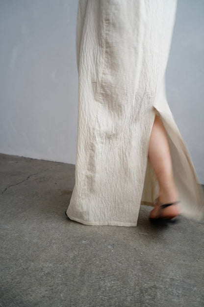 Wrap Stripe Dress / BEIGE -4月30日発送-