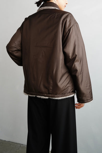 Reversible Fur Nylon Blouson / BROWNGREIGE