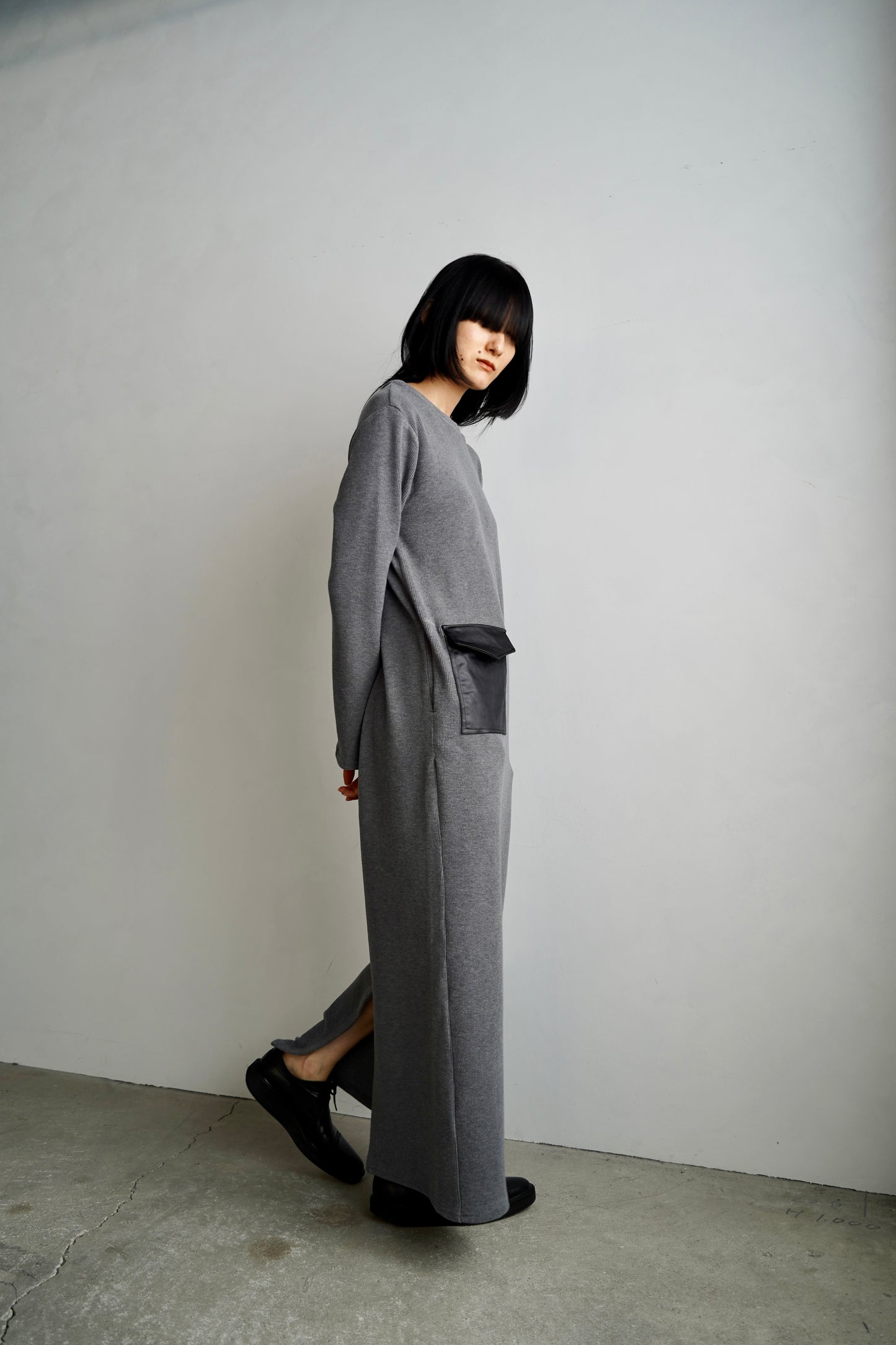 Rib Jersey Dress / CHARCOAL -7日以内発送-