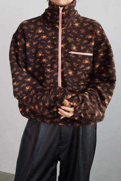 Flower  Half-Zip Jacket / BROWN -11月25日発送-