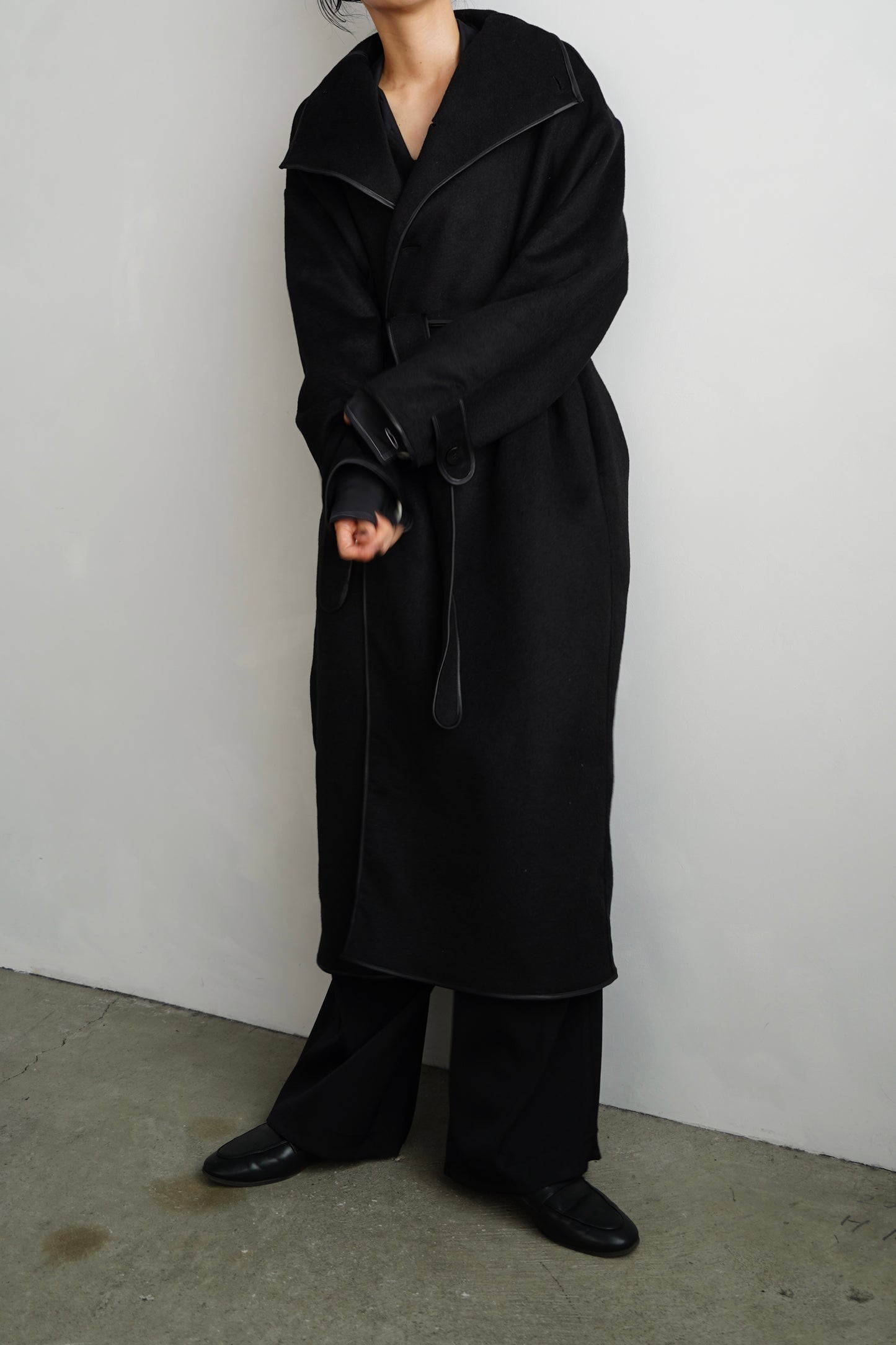 Piping Wool Coat / BLACK -11月上旬発送-
