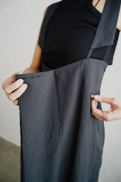 Wrap Stripe Dress / BLACK