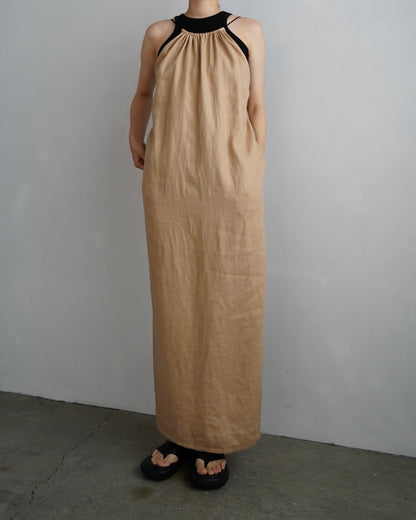 Linen Halter Dress / BEIGE -7月10日発送-