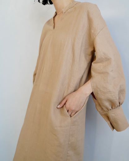 Linen Dress / BEIGE -5日以内発送-