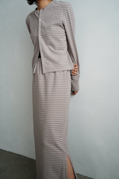 Plush Multi Border Skirt / GRAY -10月5-10日発送-