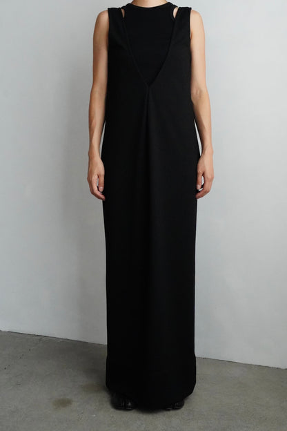 Vneck Jersey Dress / BLACK -9月15-20日発送-