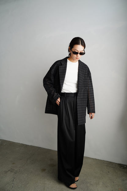 Sheer Plaid Multi Jacket / BLACK