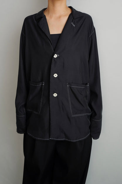 Fibril Chambray Shirts Jacket / BLACK -9月30日発送-