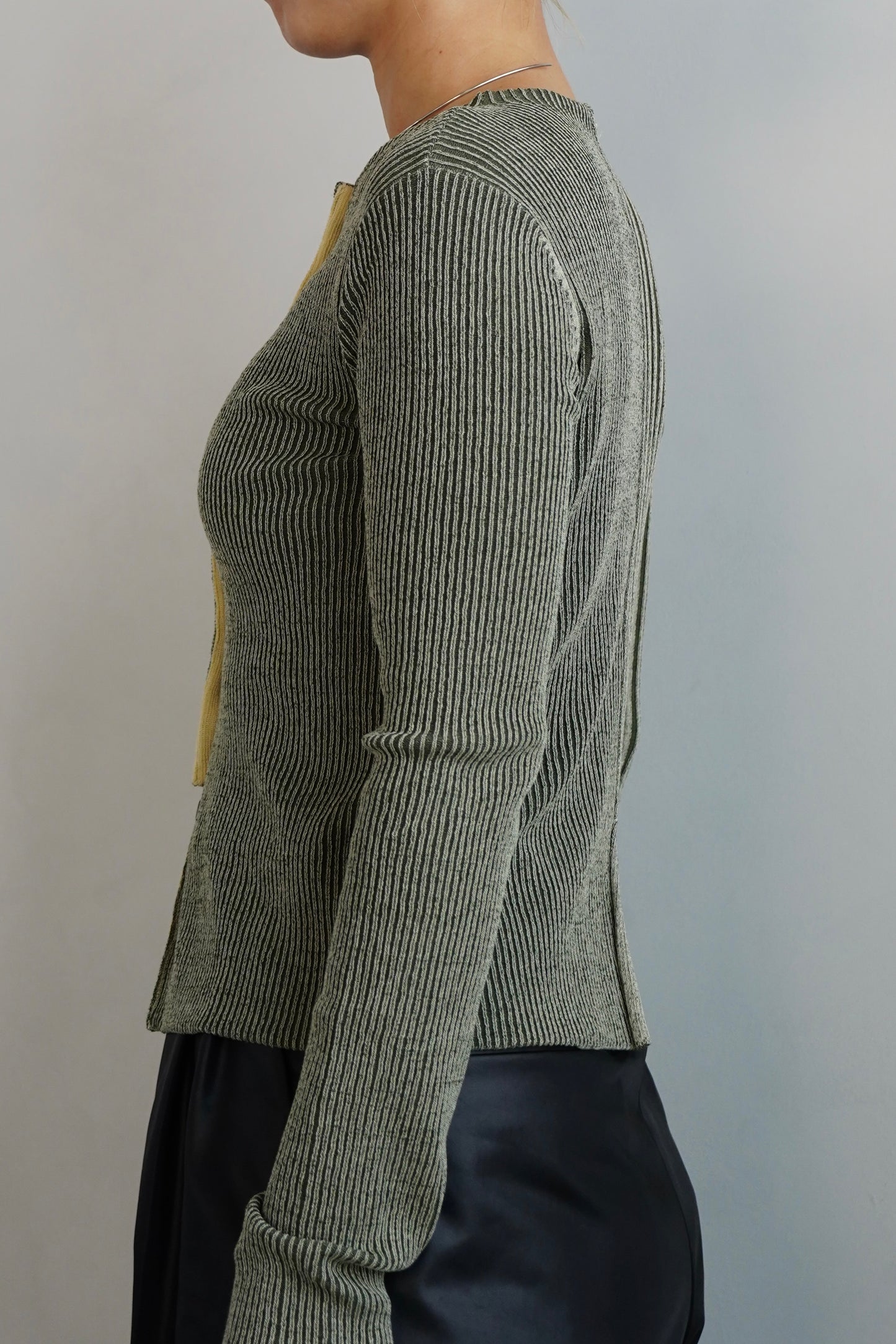 【Restock】Two-Tone Knit Cardigan / KHAKIYEL -11月25-30日発送-