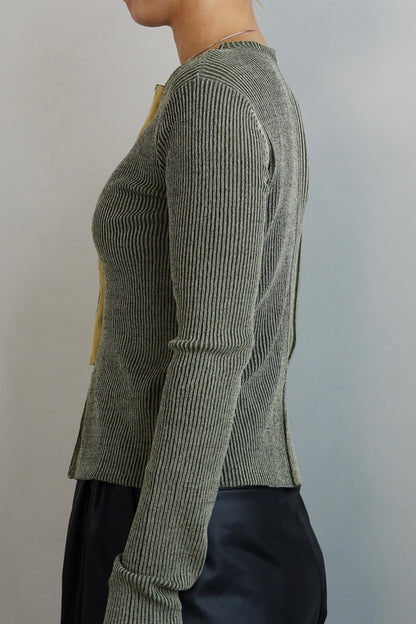 【Restock】Two-Tone Knit Cardigan / KHAKIYEL -11月25-30日発送-