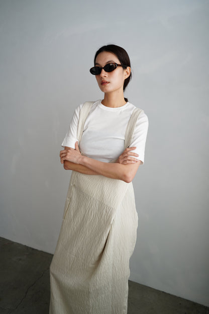 Wrap Stripe Dress / BEIGE -4月30日発送-
