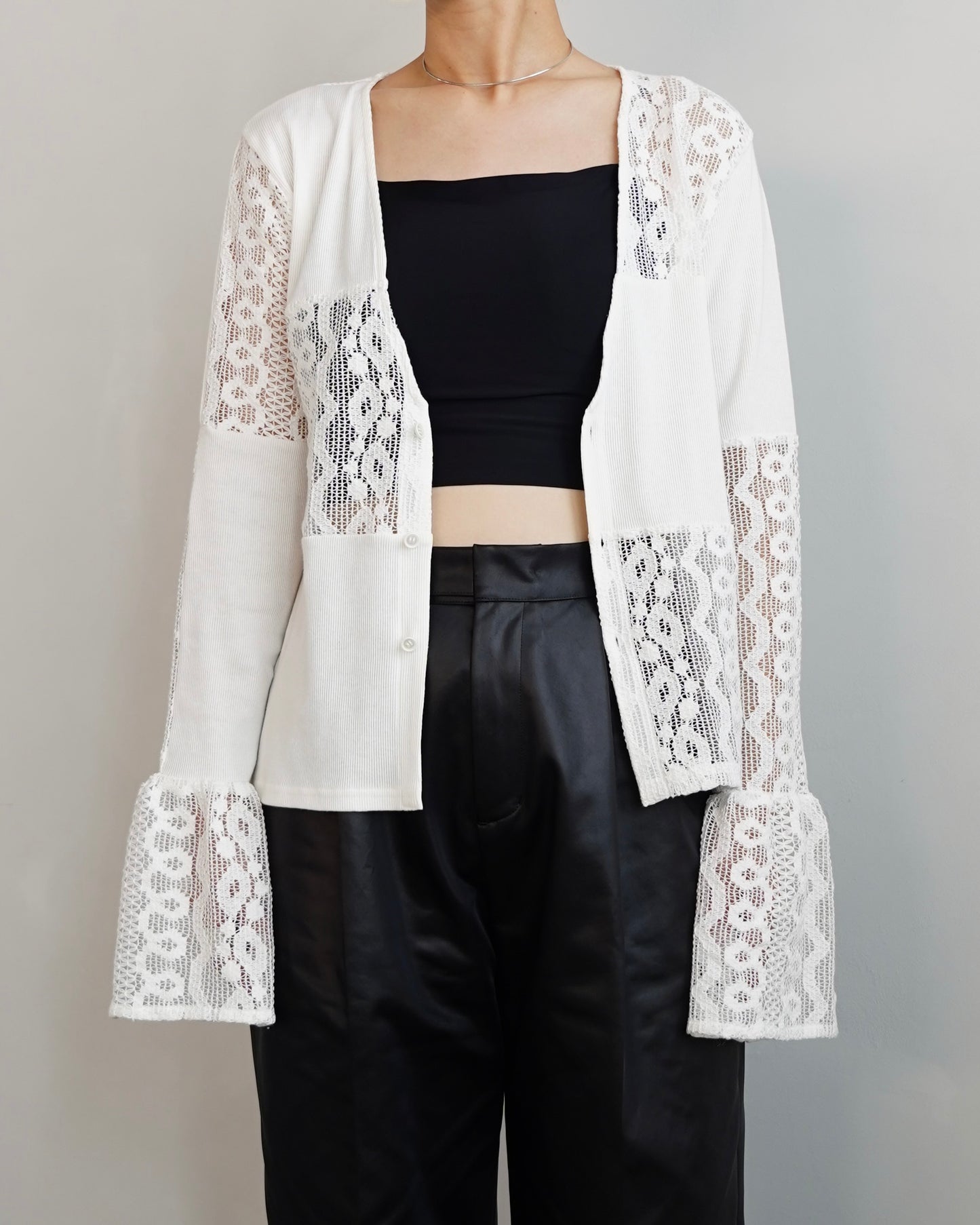 Lace cardigan / WHITE -10月10-15日発送-