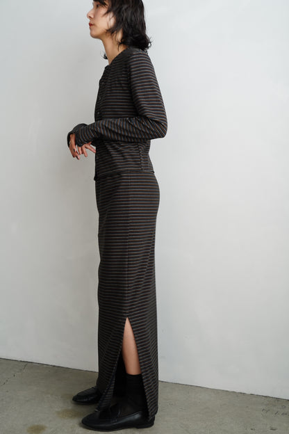 Plush Multi Border Skirt / BLACK -10月5-10日発送-