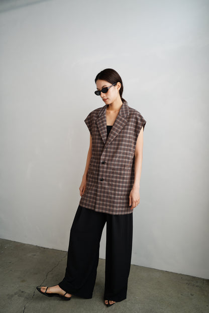 Sheer Plaid Multi Jacket / BROWN