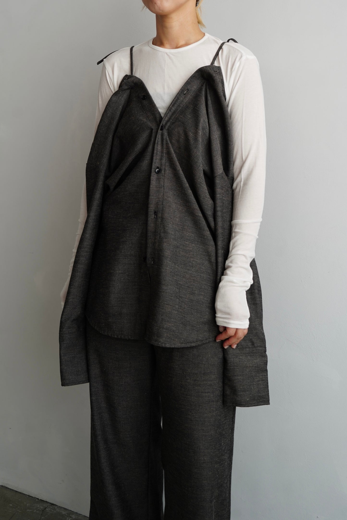 Nocollar Strap Shirts / GRAY -9月20−25日発送-