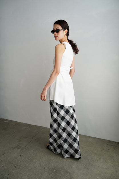 Mesh Plaid Skirt / BLACKWHITE